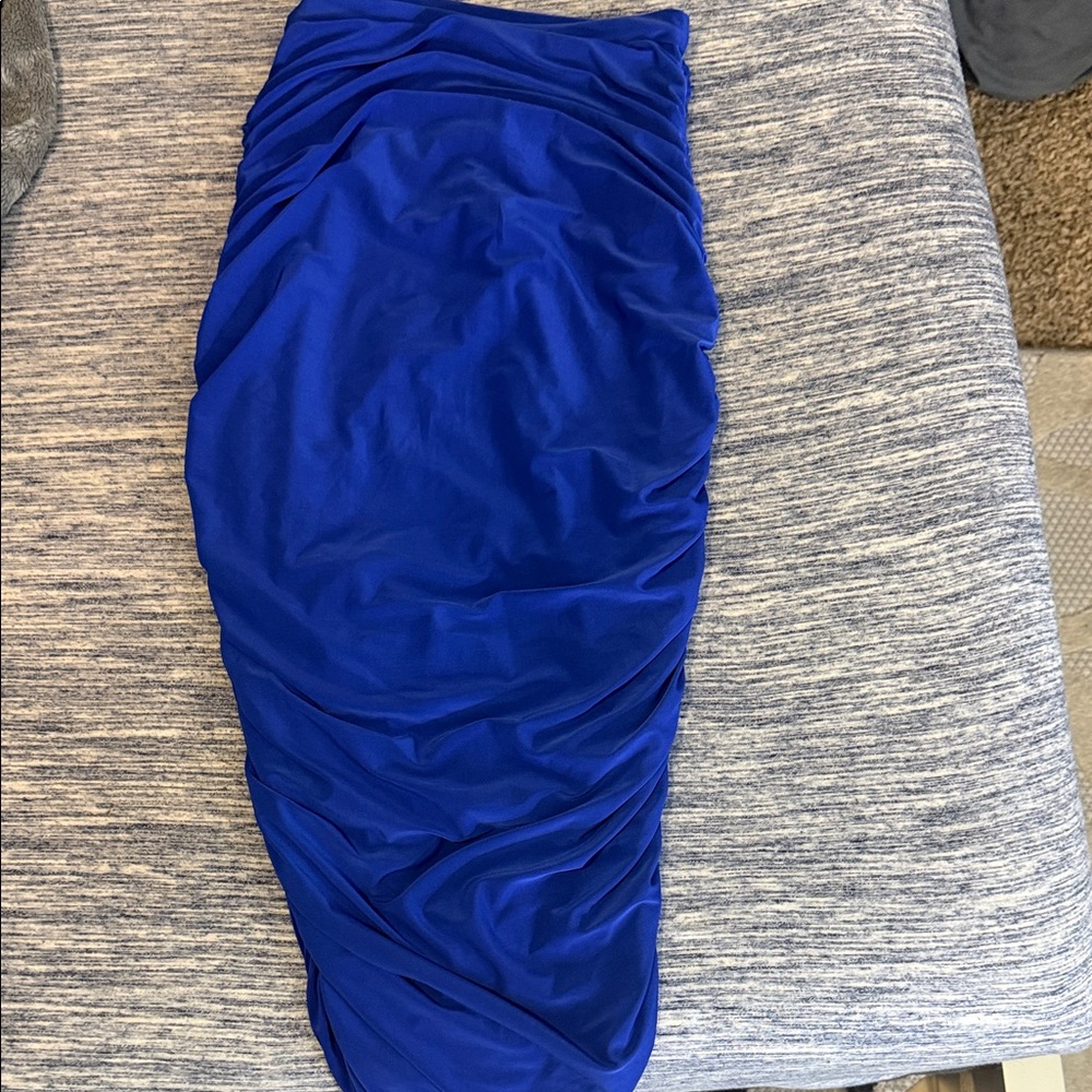 Royal Blue Ruched Midi Skirt